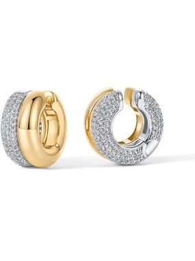 Gold & Silver Pave Huggie Hoop Earrings | Luxe Statement Jewelry